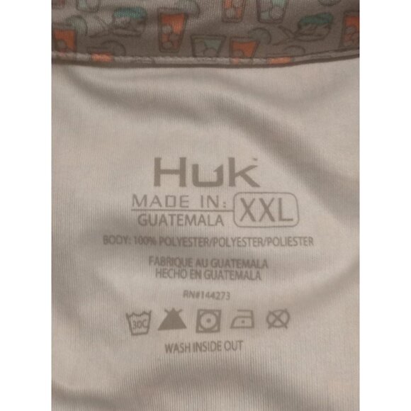 Huk Polo Shirt Mens 2XL XXL Gray Short Sleeve Fishing All Over Print Outdoor - Picture 9 of 12